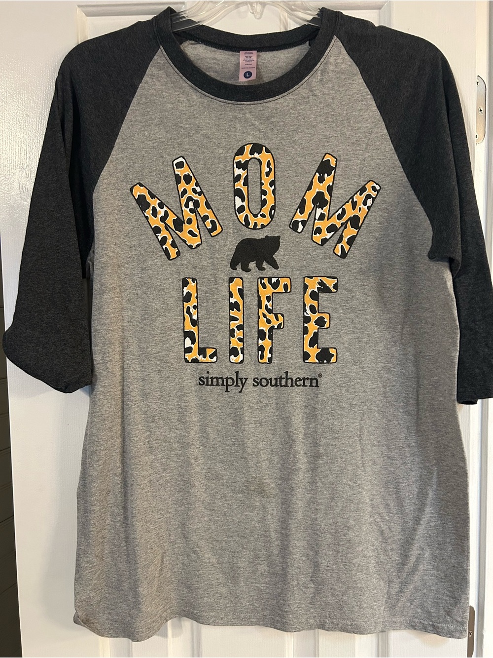 Simply Southern Ladies “Mom Life" Raglan Tee - Gray & Black